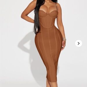 Victoria Bandage Midi Dress - Camel